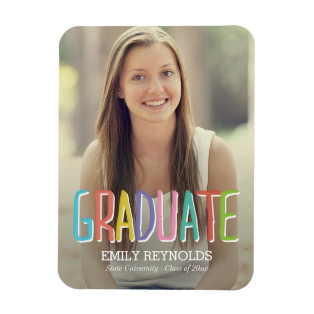 Bright and Colorful Graduation Announcement Magnet (Vertical)