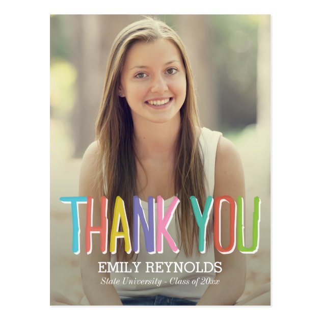 Bright And Colorful Graduation Thank You Card