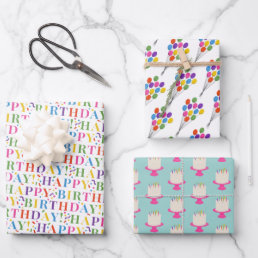 Bright and Colorful Happy Birthday Wrapping Paper Sheets