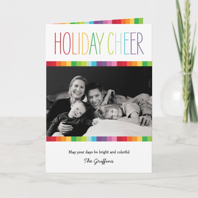 Bright and Colorful Holiday Photo Card (Front)