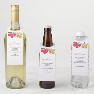Bright and Colorful Hotel Guest Wedding Welcome Bottle Hanger Tag