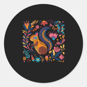 Bright And Colorful Illustration Of A Squirrel Sur Classic Round Sticker