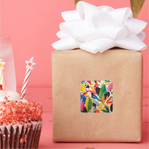 Bright and Colorful Jungle Art Square Sticker