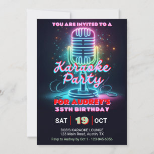 Bright and Colorful Karaoke Theme Any Age Birthday Invitation