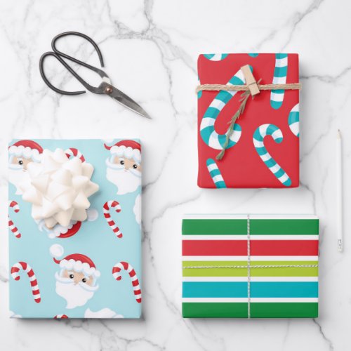 Bright and Colorful Kids Christmas Gift Wrapping Paper Sheets