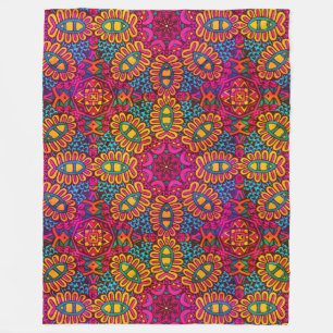 Bright And Colorful Mandala Fleece Blanket