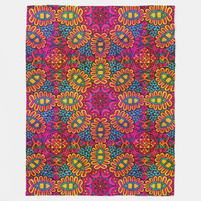 Bright And Colorful Mandala  Fleece Blanket (Front)