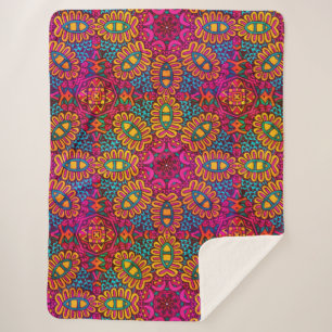 Bright And Colorful Mandala Sherpa Blanket