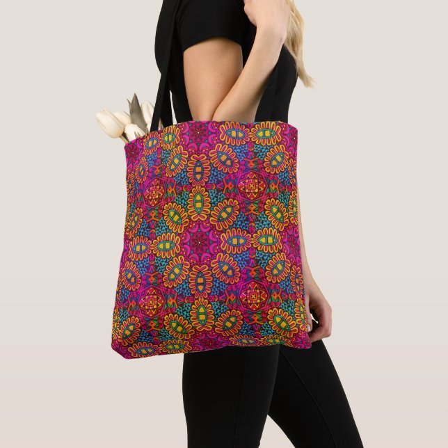 Bright And Colorful Mandala  Tote Bag (Close Up)