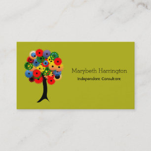Bright and Colorful Mechanical Gear Tree Business Card