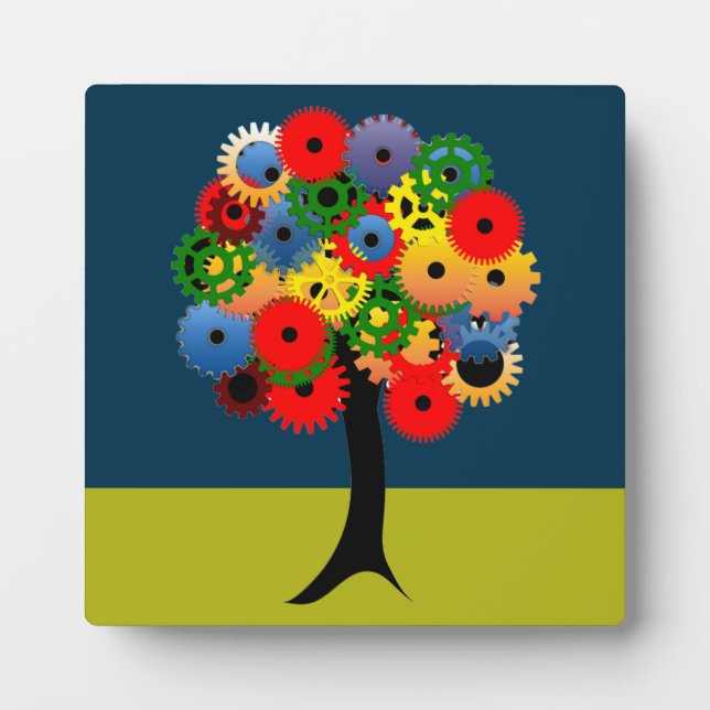 Bright and Colorful Mechanical Gear Tree Plaque (Front)