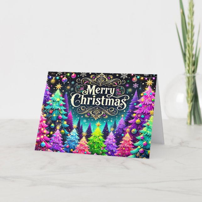 Bright and Colorful Merry Christmas Holiday Card (Front)