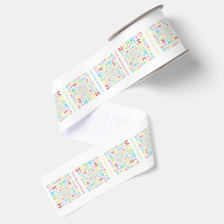 Bright and Colorful Merry Christmas Typography  Grosgrain Ribbon