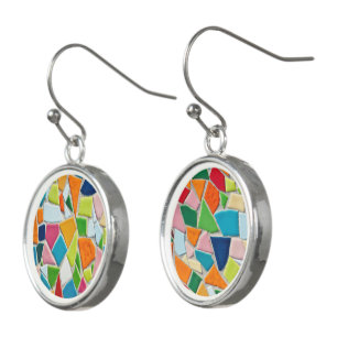 Bright and Colorful Mosiac Pattern Earrings
