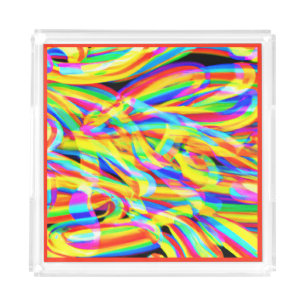 Bright And Colorful Neon Pattern Art Acrylic Tray
