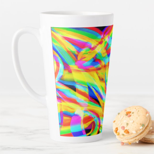 Bright And Colorful Neon Pattern Art Latte Mug (In Situ)