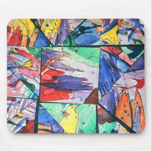 Bright and Colorful Painted Cut Paper Collage Tri Mouse Pad