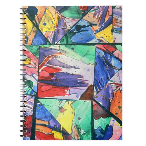 Bright and Colorful Painted Cut Paper Collage Tri Notebook
