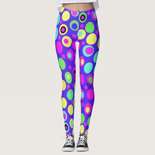 Bright and Colorful Polka Dot Leggings (Front)