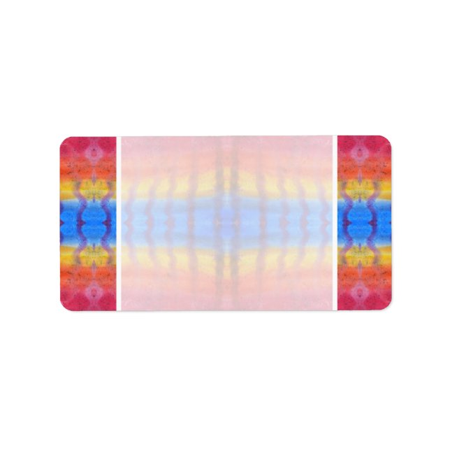 Bright and Colorful. Red, Blue and Yellow Pattern. Label (Front)