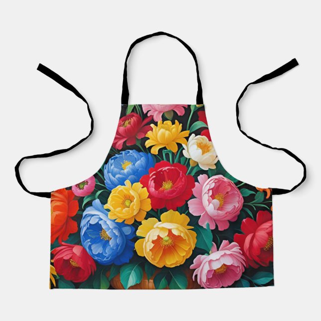 Bright and colorful roses apron (Front)