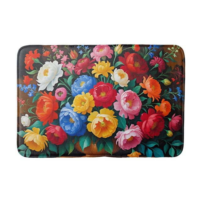 Bright and colorful roses bath mat (Front)