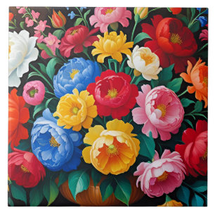 Bright and colorful roses ceramic tile