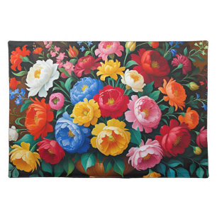 Bright and colorful roses cloth placemat