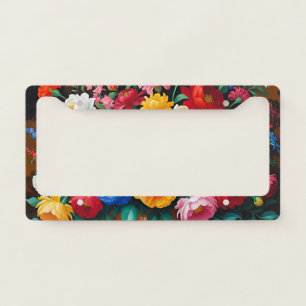 Bright and colorful roses license plate frame