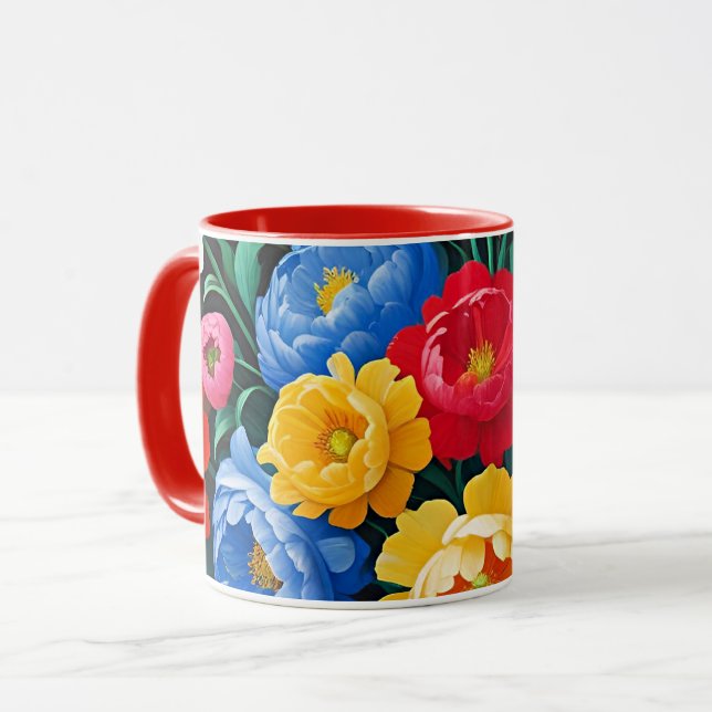Bright and colorful roses mug (Front Left)