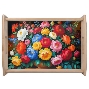 Bright and colorful roses serving tray
