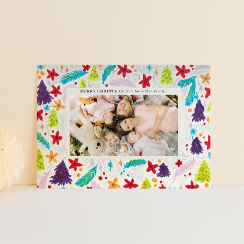 Bright and Colorful Silly Winter Frame Holiday Card