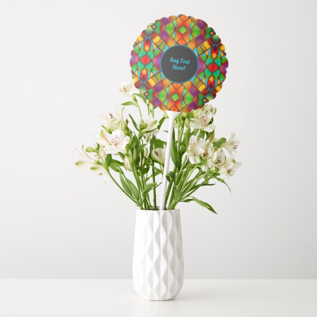 Bright and Colorful Stained Glass with own message Balloon (Vase)