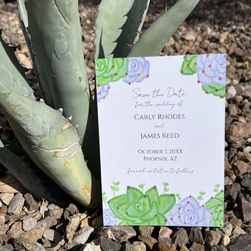 Bright and Colorful Succulent Save The Date Card