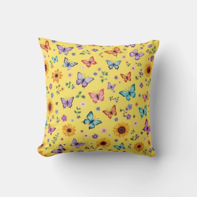 Bright and Colorful Throw Pillow  (Front)