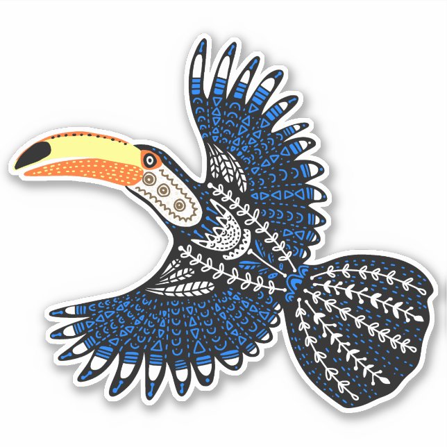 Bright and Colorful Tropical Toucan Bird Sticker (Front)