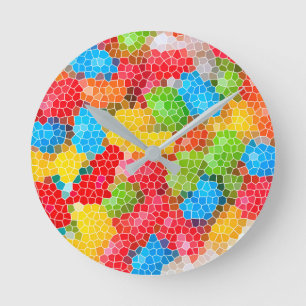 Bright and Colorful Unique Pattern Round Clock