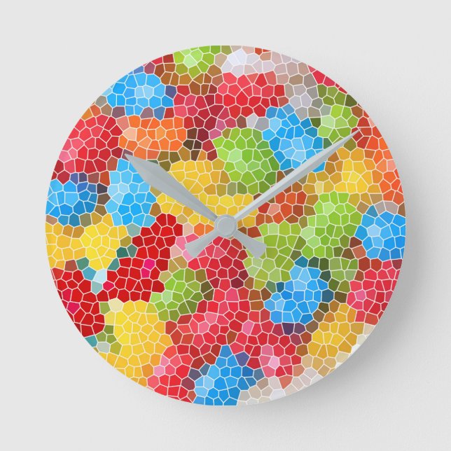 Bright and Colorful Unique Pattern Round Clock (Front)