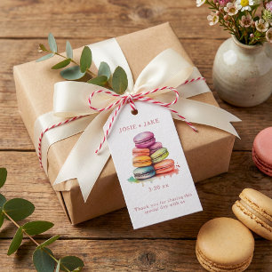 Bright and colorful watercolor macaroon cakes gift tags
