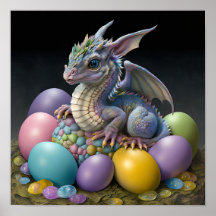 Bright and ColourFul Easter Dragon Print