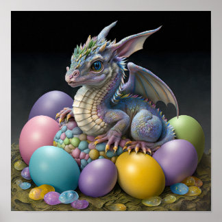 Bright and ColourFul Easter Dragon Print