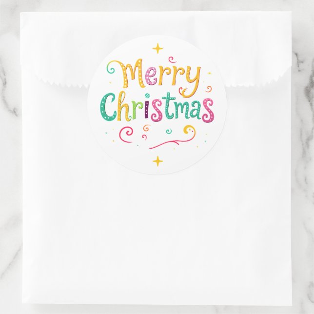 Bright and cool Merry Christmas Classic Round Sticker (Bag)