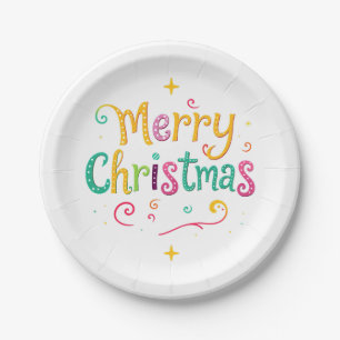 Bright and cool Merry Christmas Paper Plates