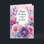 Bright and Cute Pink Purple Blue Flowers  Card<br><div class="desc">Bright and Cute Pink Purple Blue Flowers Happy Birthday Sister Card .</div>