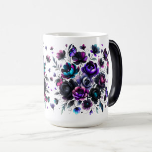 Bright and Dark Floral Fantasy with Butterflies Color Morph Mug