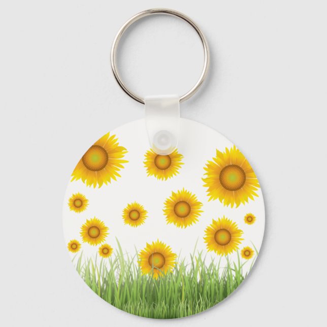 Bright and Elegant Sunflower Graphic Design Keychain (Front)