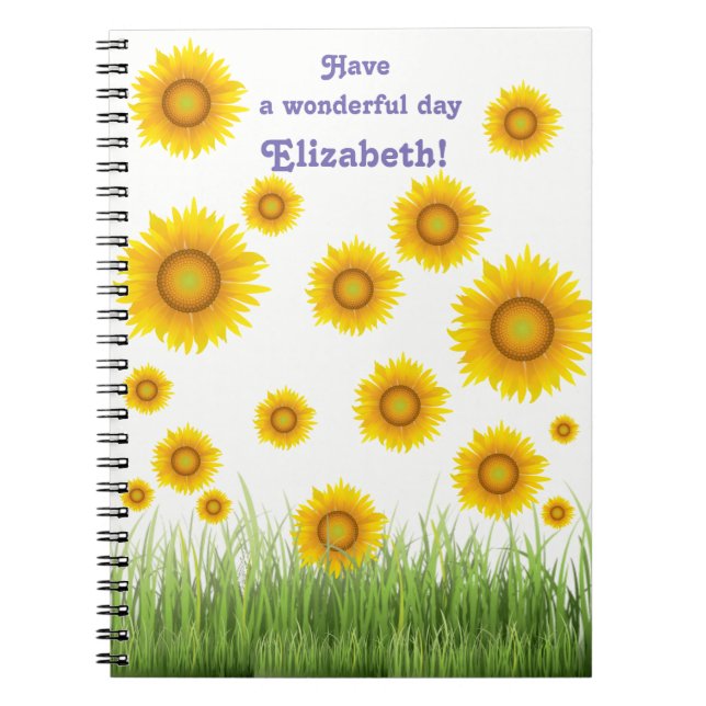 Bright and Elegant Sunflower Graphic Design Notebook (Front)