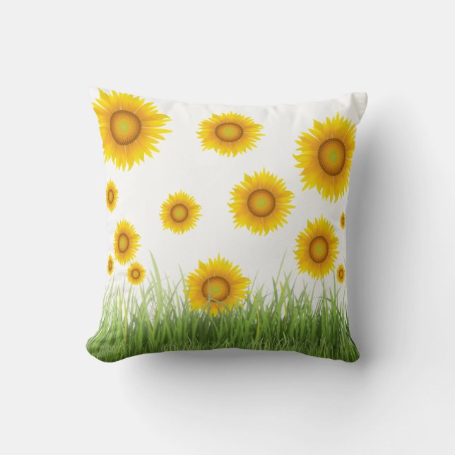 Bright and Elegant Sunflower Graphic Design Throw Pillow (Front)