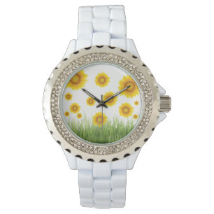 Bright and Elegant Sunflower Graphic Design Watch