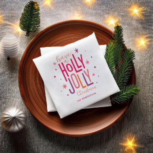 Bright and Festive "Holly Jolly" Christmas Napkins